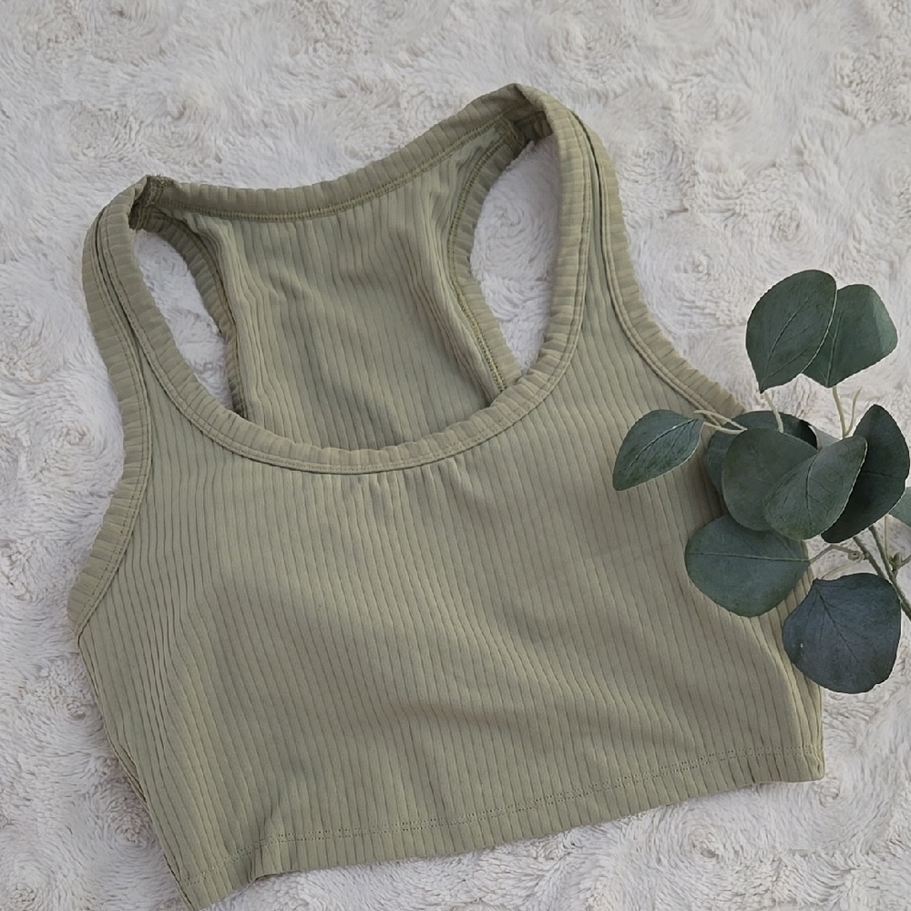 🔥 2/$16 All in Motion Ribbed Olive Green Longline Sports Bra